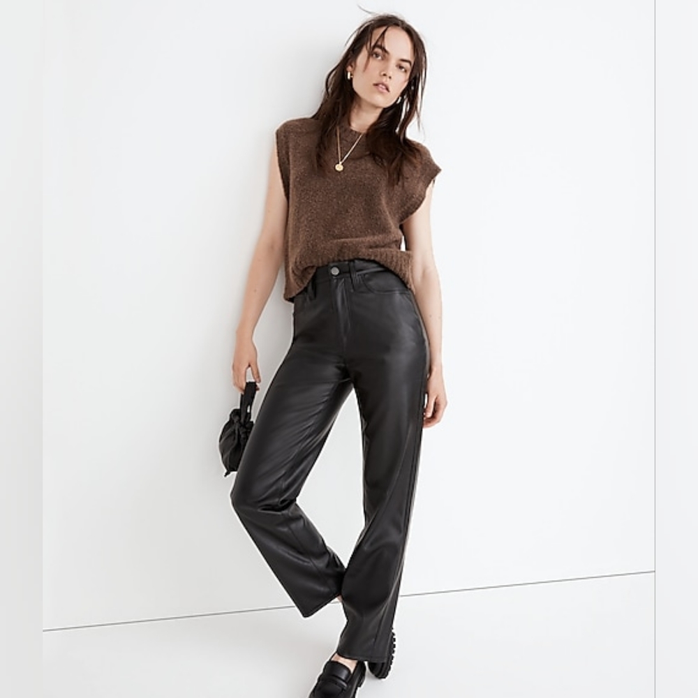 Madewell Straight Leg Vegan Leather Pants Size 33